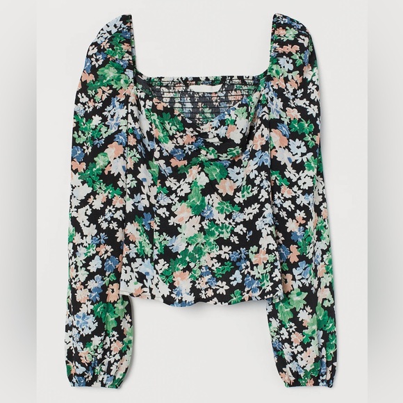 H&M Floral Puff Sleeve Blouse - Picture 1 of 7